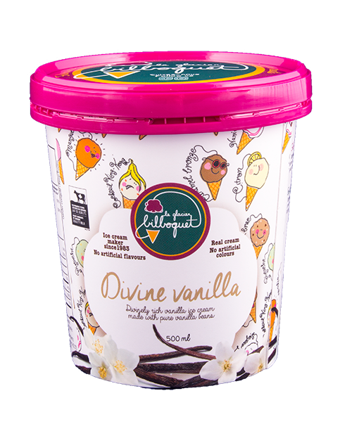 Crème Glacée Divine Vanille - Glacier de luxe, crémerie fine, entreprise pro-environnement